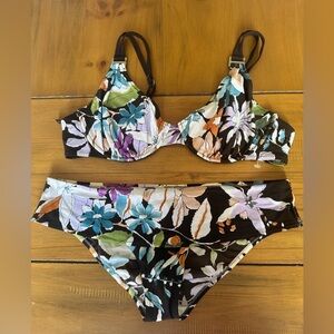 Studio Shan Womens Floral Bikini Top Size 14C Bottoms Size 12